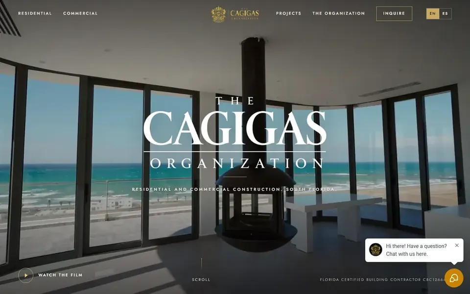 Página web de The Cagigas Organization en computadora