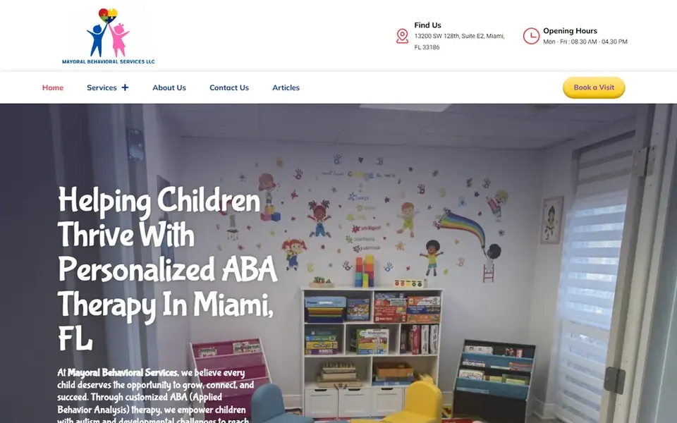 Página principal de Mayoral Behavioral Services en una computadora portátil