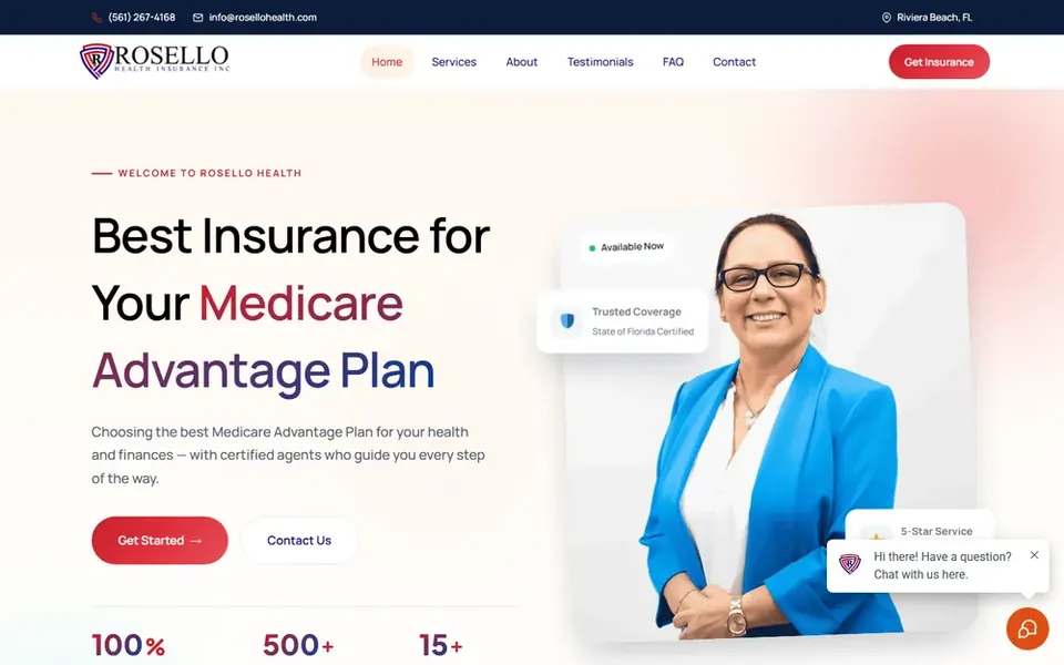 Página principal de Rosello Health en una computadora portátil