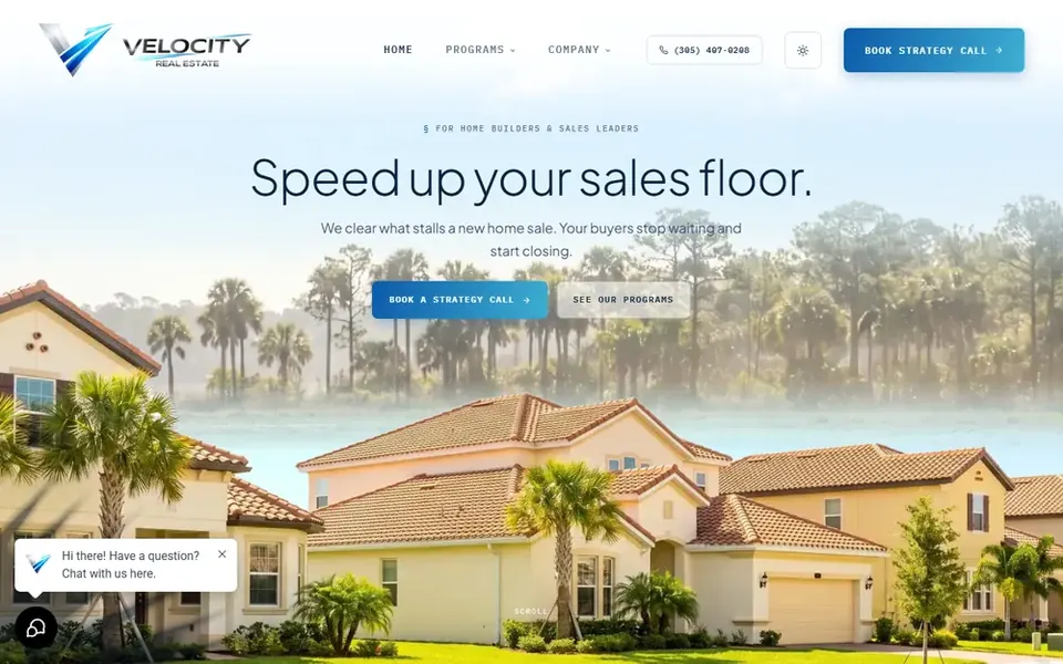 Página principal de Velocity Real Estate en una computadora portátil