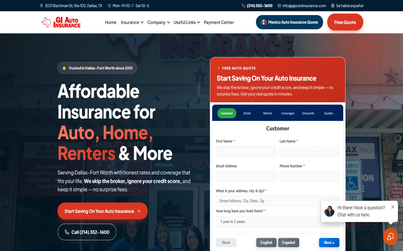GI Auto Insurance website by Assure Digital Media