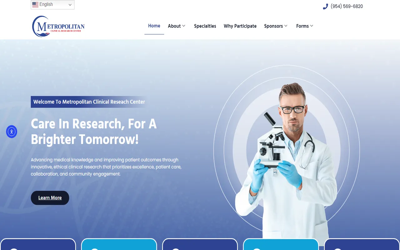 Metropolitan Clinical Research Center website by Assure Digital Media