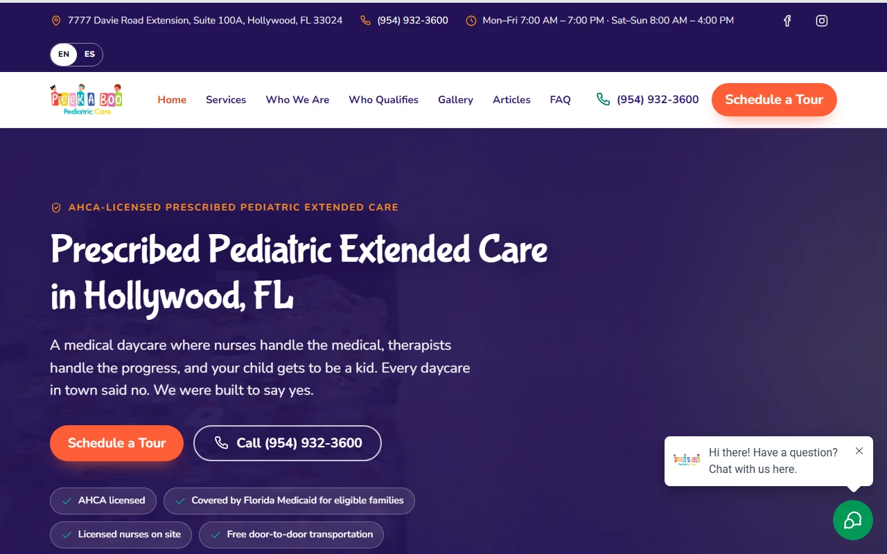 Peek A Boo Pediatric Care website by Assure Digital Media
