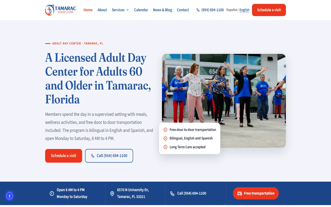 Tamarac Senior Center website by Assure Digital Media