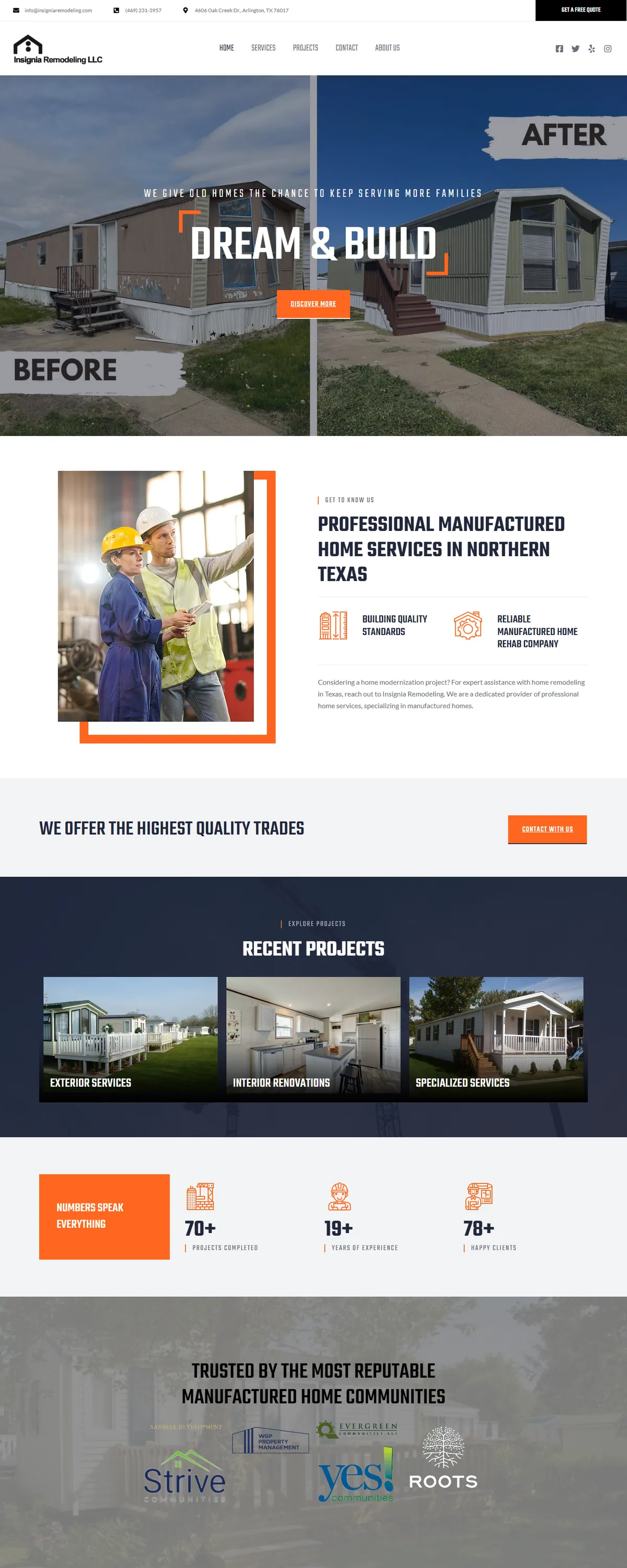 Insignia Remodeling homepage, built by Assure Digital Media