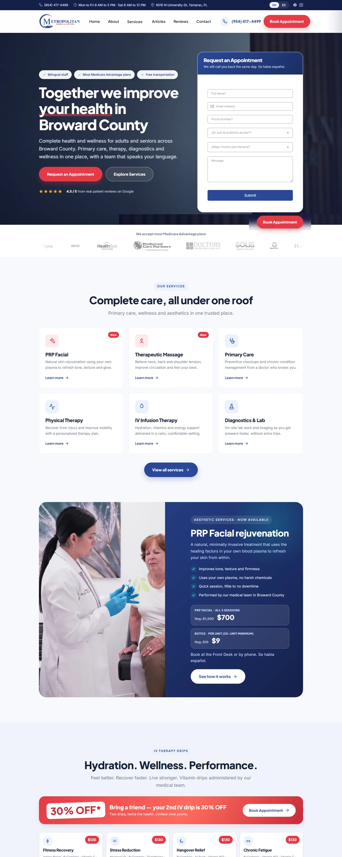 Metropolitan Medical Centers homepage, built by Assure Digital Media