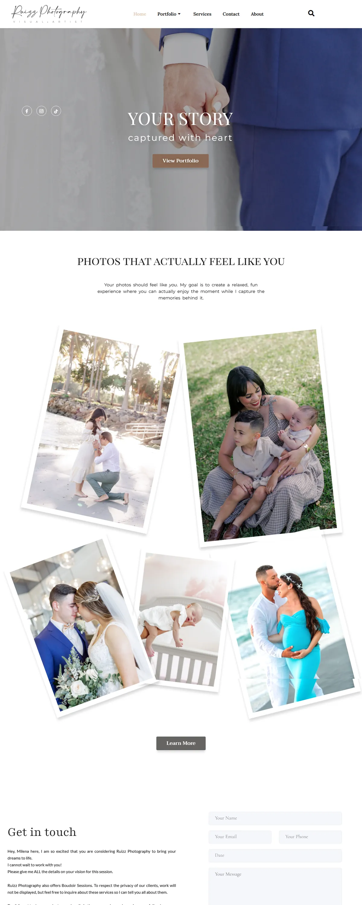 Ruizz Photography homepage, built by Assure Digital Media
