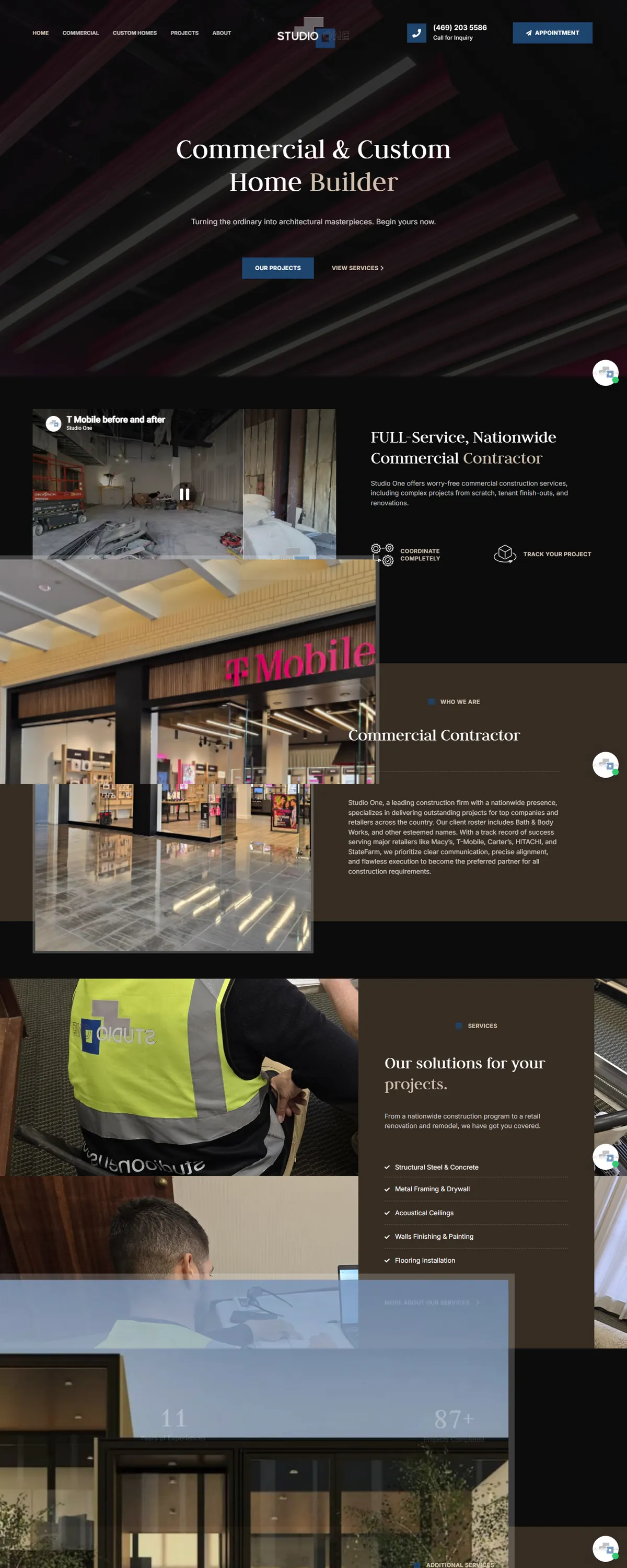Studio One homepage, built by Assure Digital Media